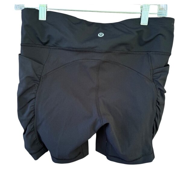 Lululemon Women's Black Ruched Biker Athletic Shorts Size 8 Activewear - Picture 2 of 8